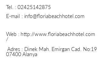 Floria Beach Hotel iletiim bilgileri